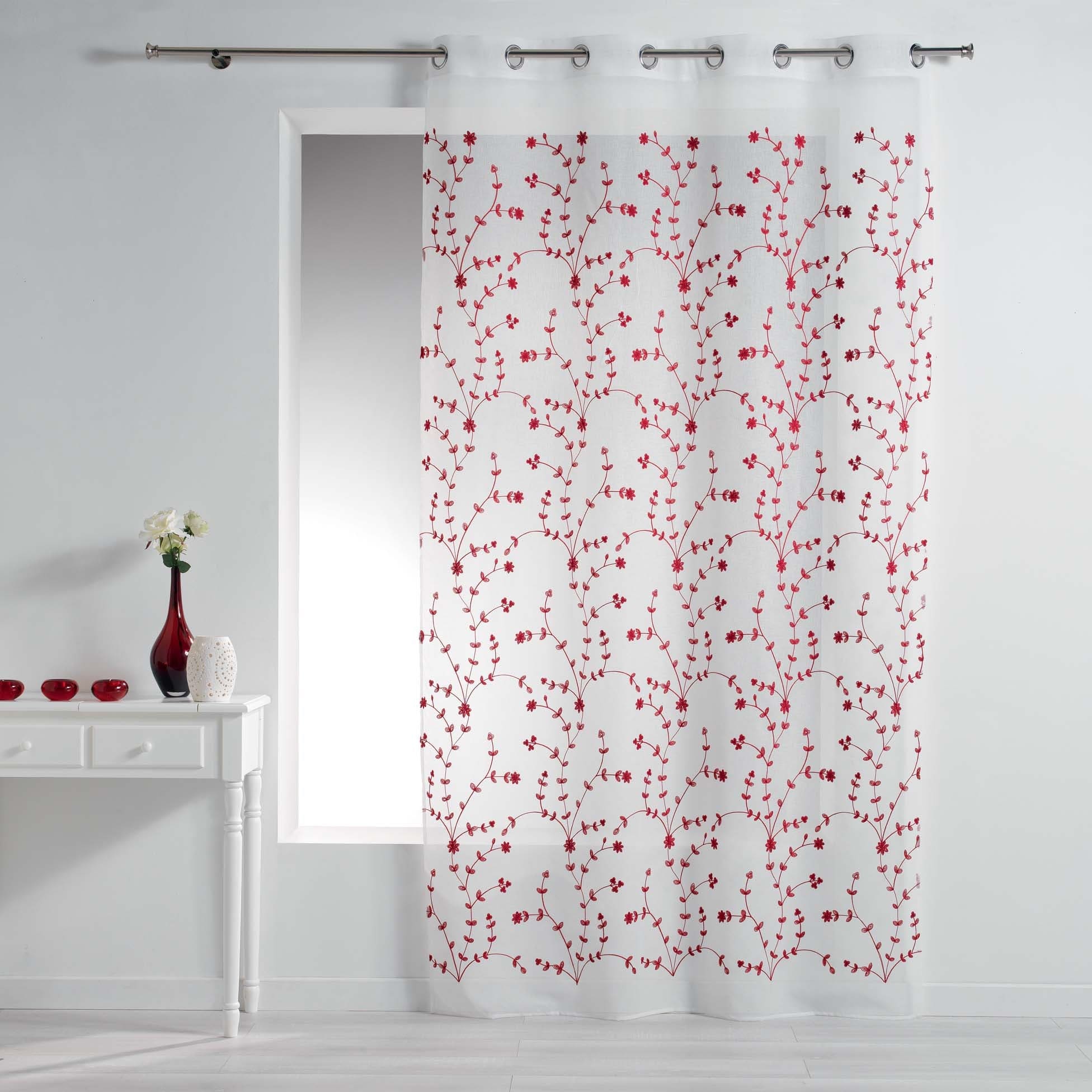 Perdea Petite Fleur Alb / Rosu, 140 x 240 cm (1)