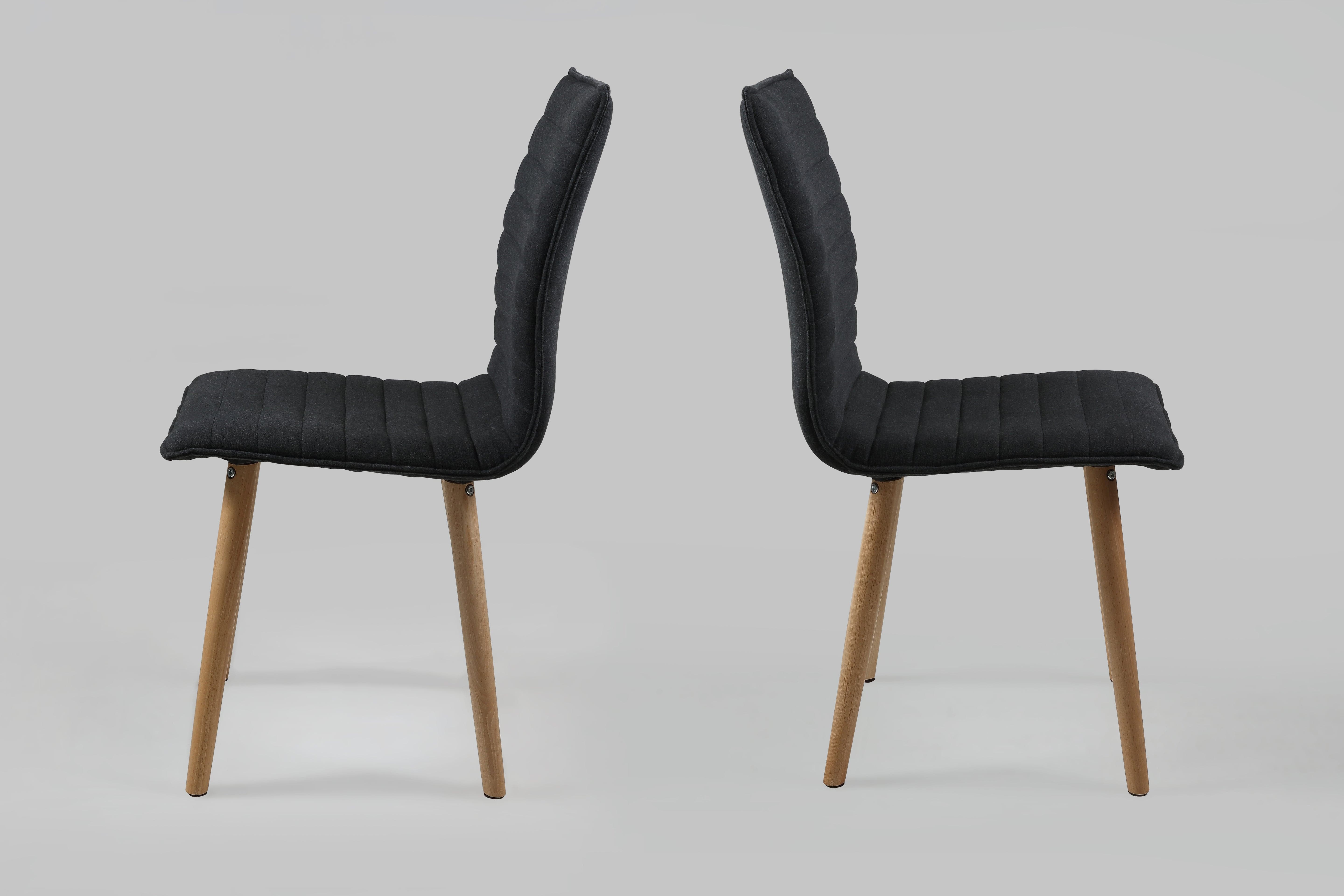 Set 2 scaune tapitate cu stofa, cu picioare din lemn Karla Dark Grey / Oak, l43xA55,5xH88 cm (2)
