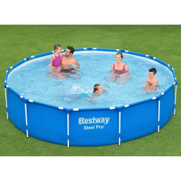 Piscina cu cadru metalic, Bestway Steel Pro Albastru / Alb, Ø396xH84 cm