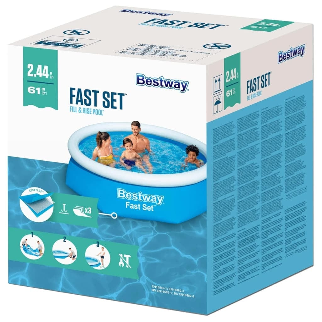 Piscina gonflabila, Bestway Fast Set Inflatable Albastru, Ø244xH66 cm (3)