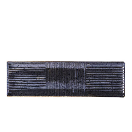 Platou pentru servire, din ceramica, Lines Negru, L33xl10xH2 cm