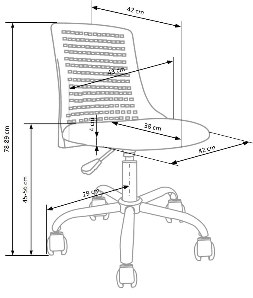 Scaun de birou pentru copii, din plastic tapitat cu piele ecologica Placido Gri, l43xA42xH78-89 cm (6)