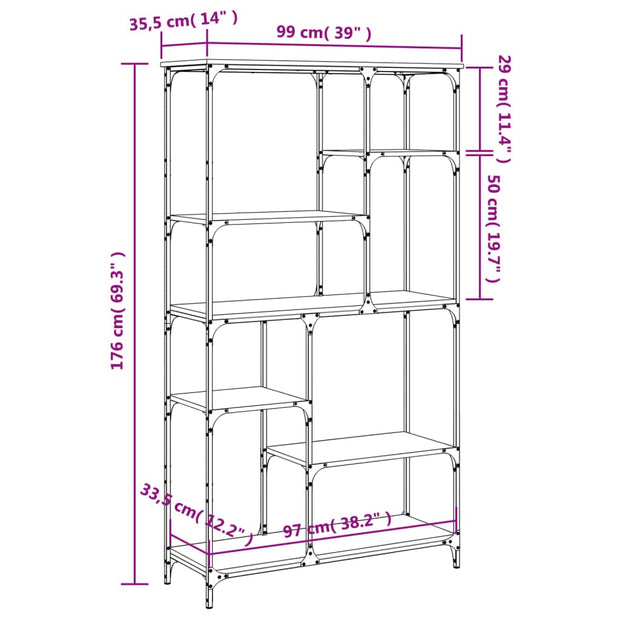 Raft din lemn, Loggia 127 Stejar Sonoma, l99xA35,5xH176 cm (8)