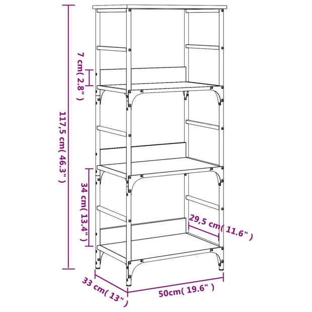 Raft din lemn, Loggia 130 Gri / Negru, l50xA33xH117,5 cm (8)