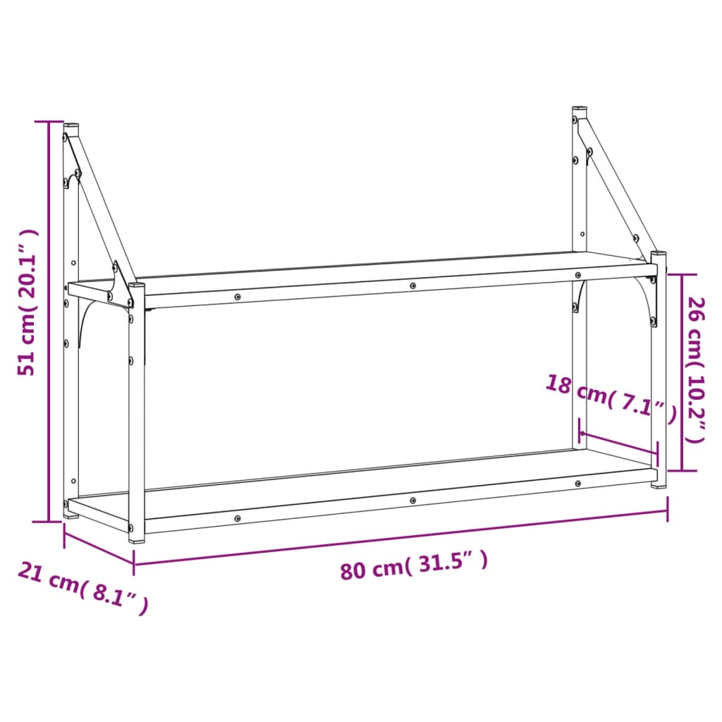 Raft din lemn, Loggia 134 Stejar Sonoma, l80xA21xH51 cm (7)