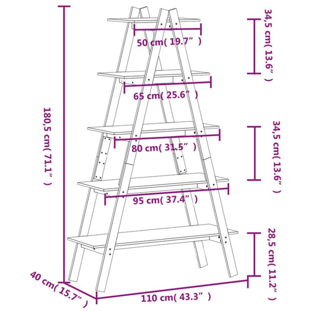 Raft din lemn, Loggia 138 Natural, l110xA40xH180,5 cm (8)