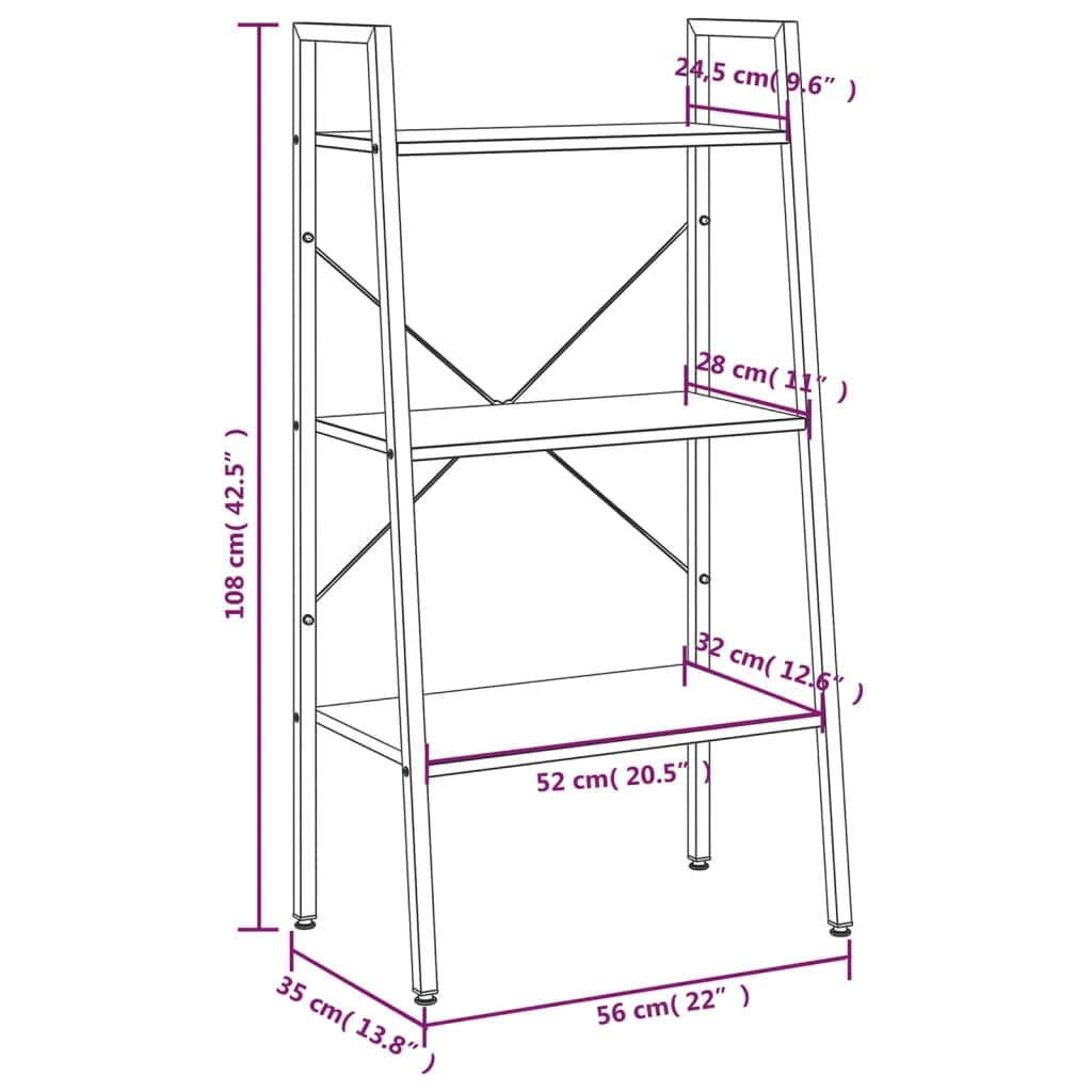 Raft din lemn, Loggia 173 Maro / Negru, l56xA35xH108 cm (7)