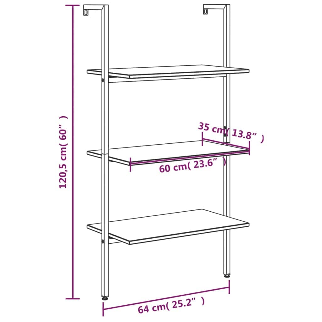 Raft din lemn, Loggia 180 Negru, l64xA35xH120,5 cm (7)