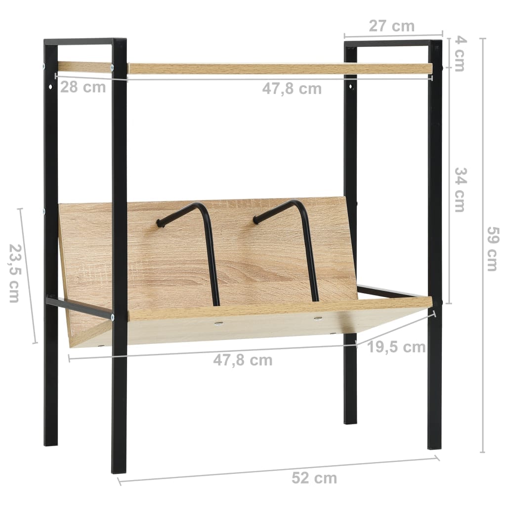 Raft din lemn, Loggia 26 Negru / Stejar, l52xA28xH59 cm (6)