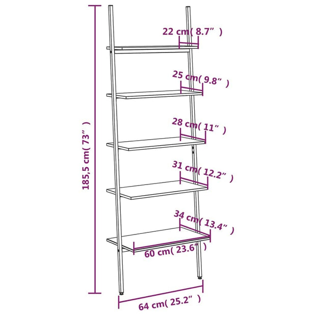 Raft din lemn, Loggia 45 Negru, l64xA34xH185,5 cm (7)