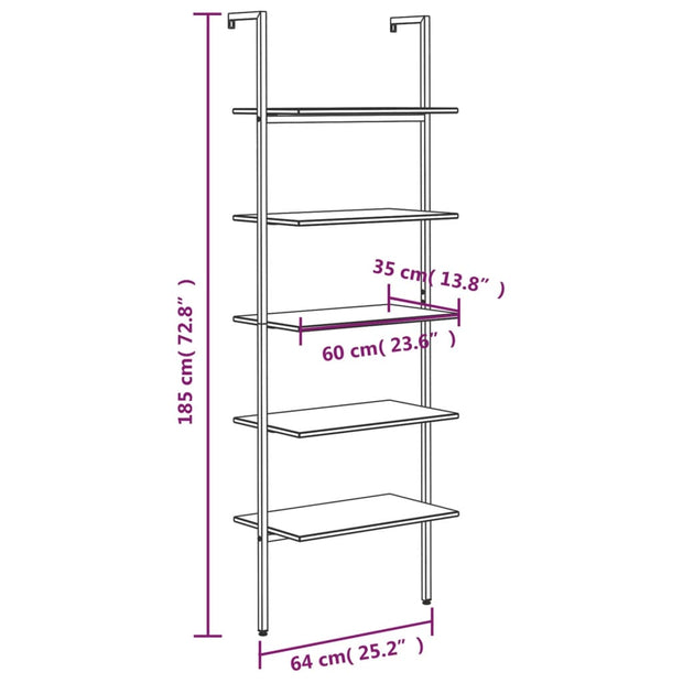 Raft din lemn, Loggia 46 Maro / Negru, l64xA35xH185 cm (7)