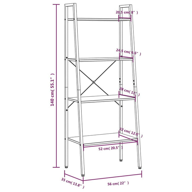 Raft din lemn, Loggia 49 Maro / Negru, l56xA35xH140 cm (7)