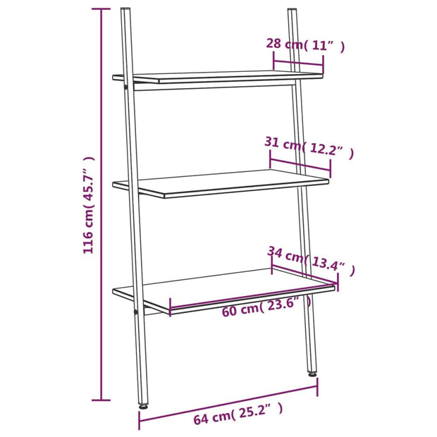 Raft din lemn, Loggia 51 Maro / Negru, l64xA34xH116 cm (7)