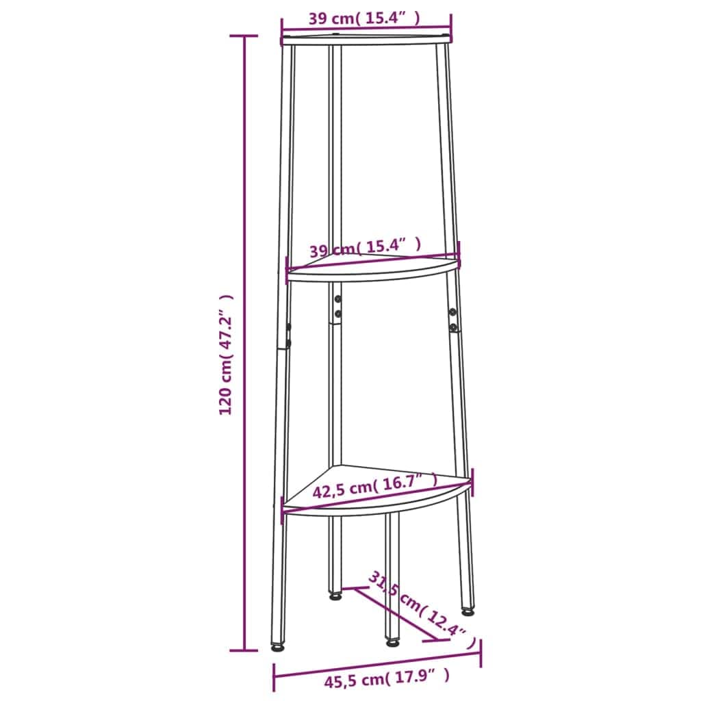 Raft din lemn, Loggia 53 Negru, l45,5xA31,5xH120 cm (7)