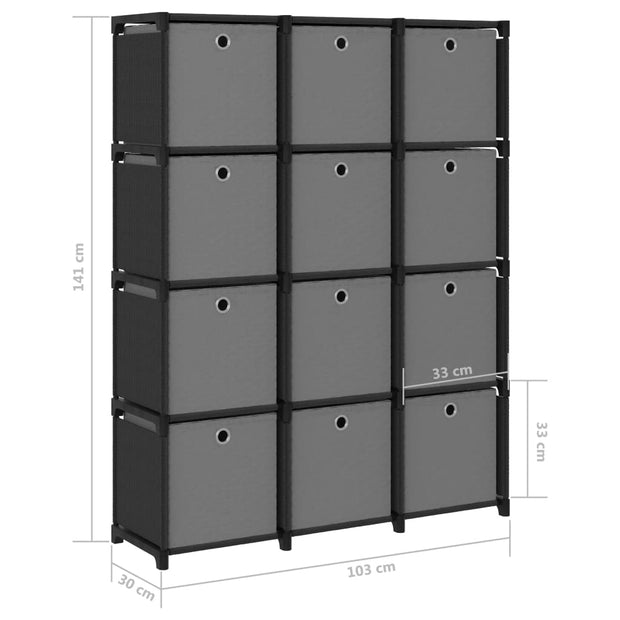 Raft din metal, Loggia 166 Negru / Gri, l103xA30xH141 cm (7)