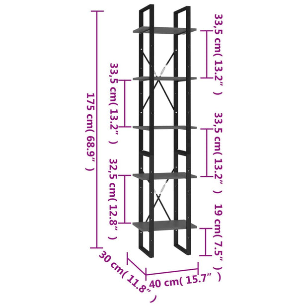 Raft din metal si lemn compozit, Loggia 113 Gri, l40xA30xH105 cm (5)