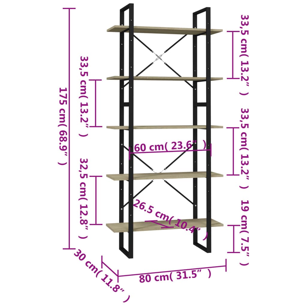 Raft din metal si lemn compozit, Loggia 116 Stejar Sonoma, l80xA30xH105 cm (3)