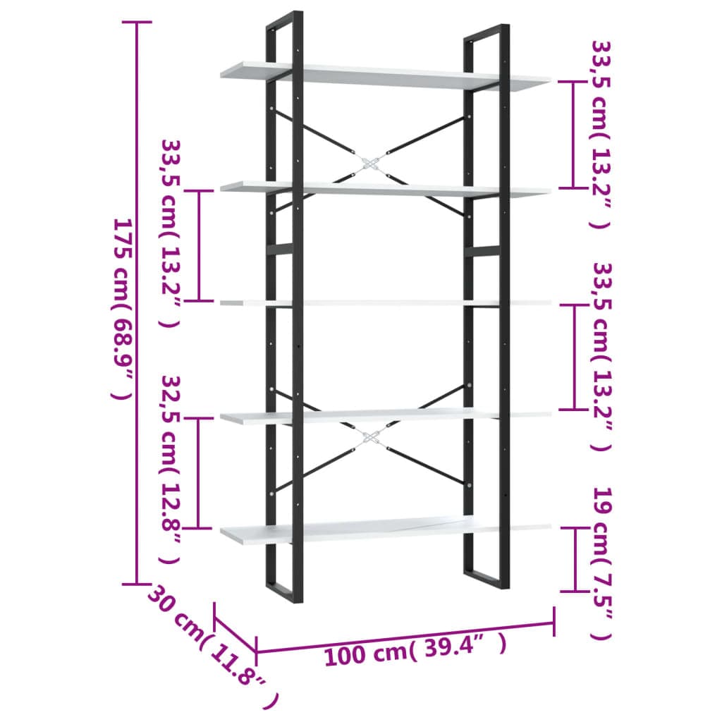 Raft din metal si lemn compozit, Loggia 118 Alb, l100xA30xH105 cm (5)