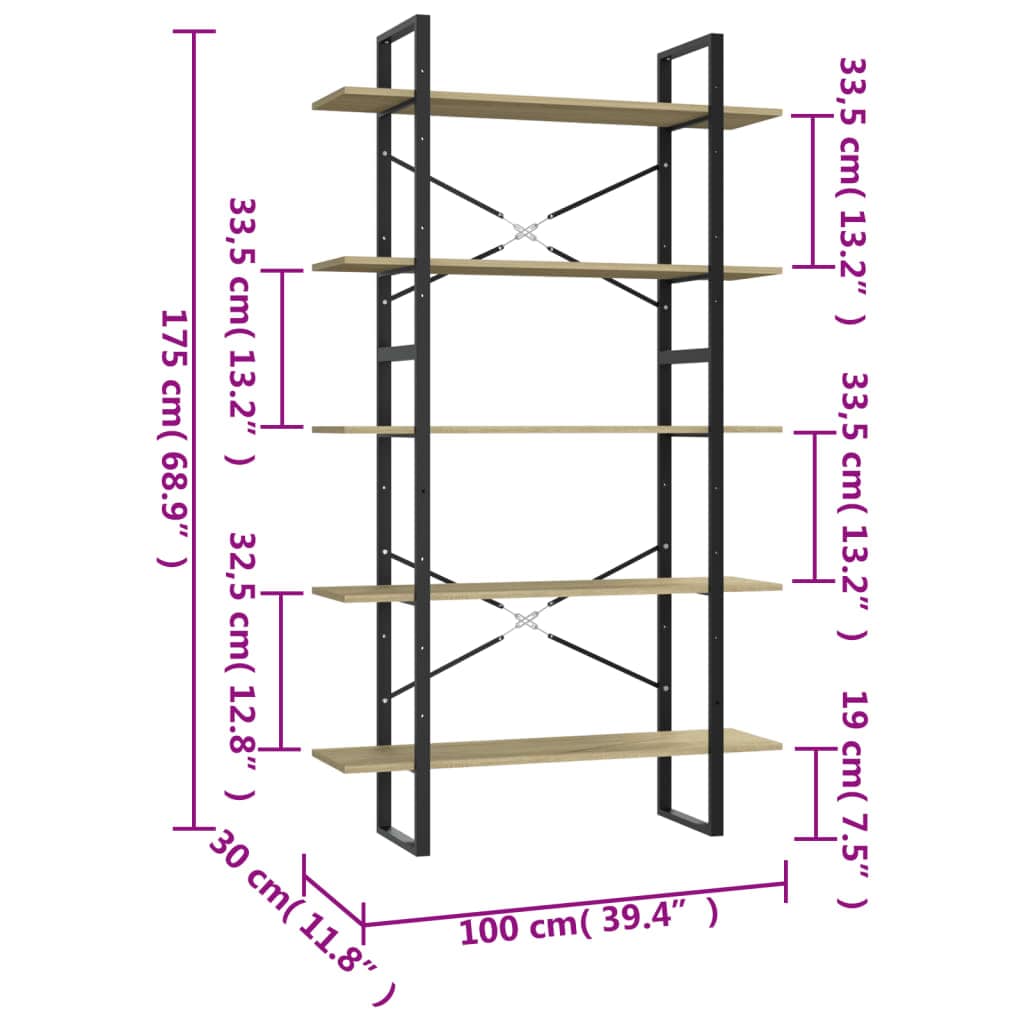 Raft din metal si lemn compozit, Loggia 119 Stejar Sonoma, l100xA30xH105 cm (5)