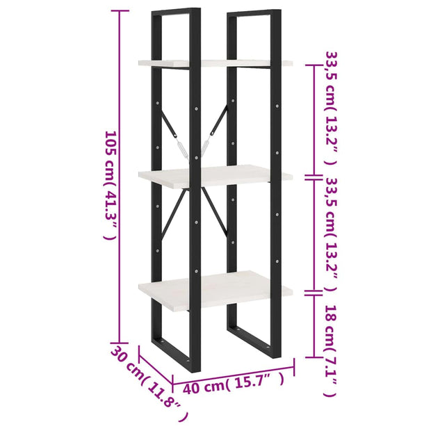 Raft din metal si lemn, Loggia 106 Alb, l40xA30xH105 cm (7)