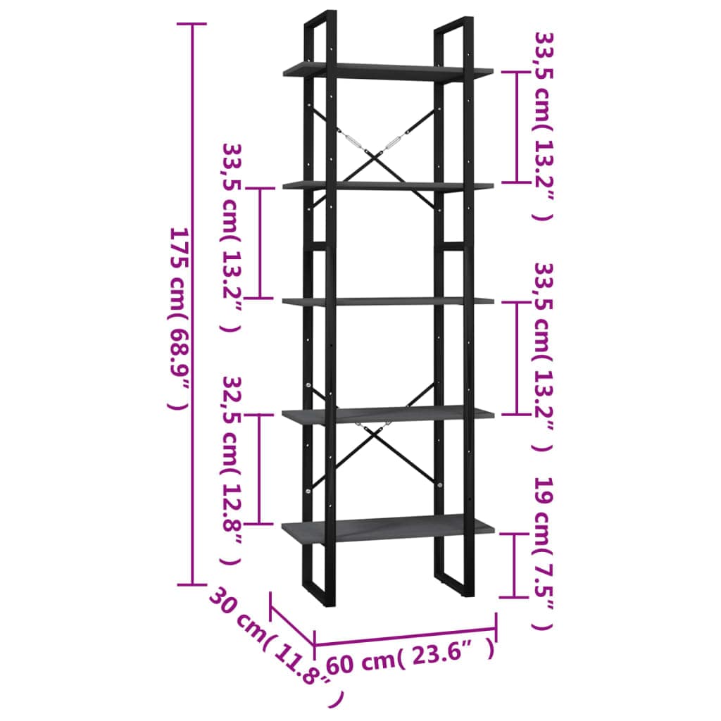 Raft din metal si lemn, Loggia 108 Gri, l60xA30xH105 cm (4)