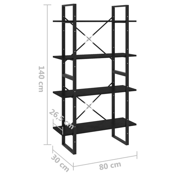 Raft din metal si lemn, Loggia 41 Negru, l80xA30xH140 cm (7)