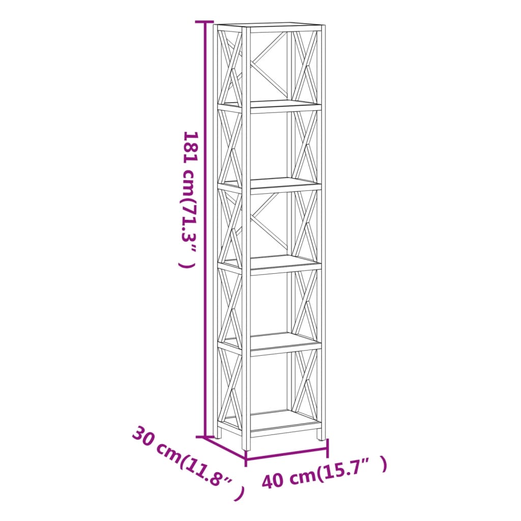 Raft din metal si lemn, Loggia 74 Stejar, l40xA30xH181 cm (5)