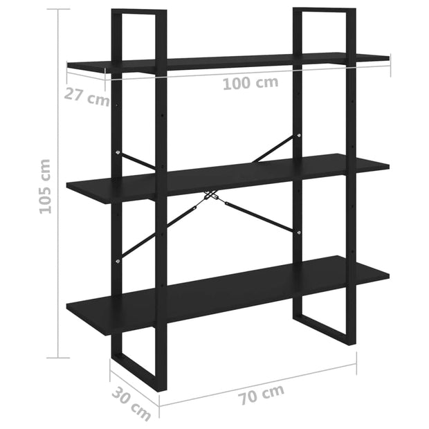 Raft din metal si lemn, Loggia 93 Negru, l100xA30xH105 cm (6)