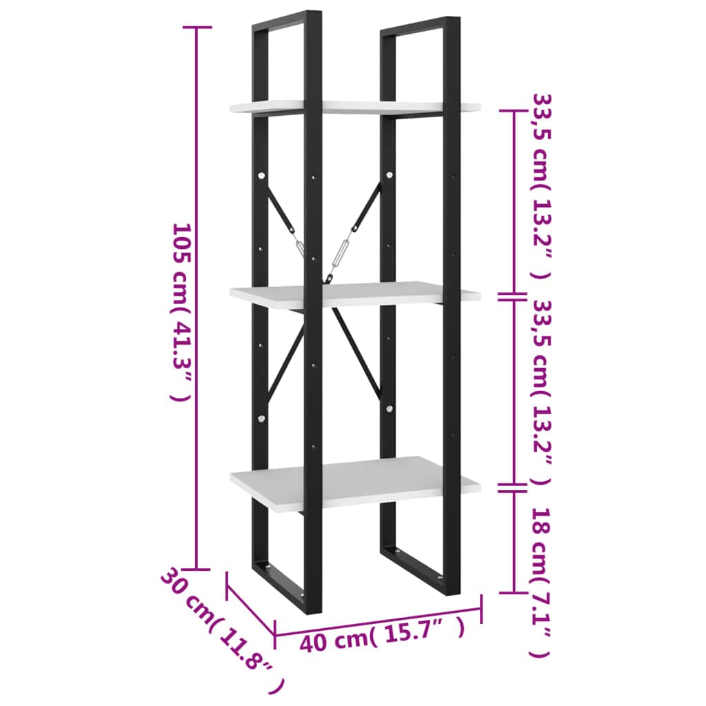 Raft din metal si pal, Loggia 104 Alb, l40xA30xH105 cm (6)