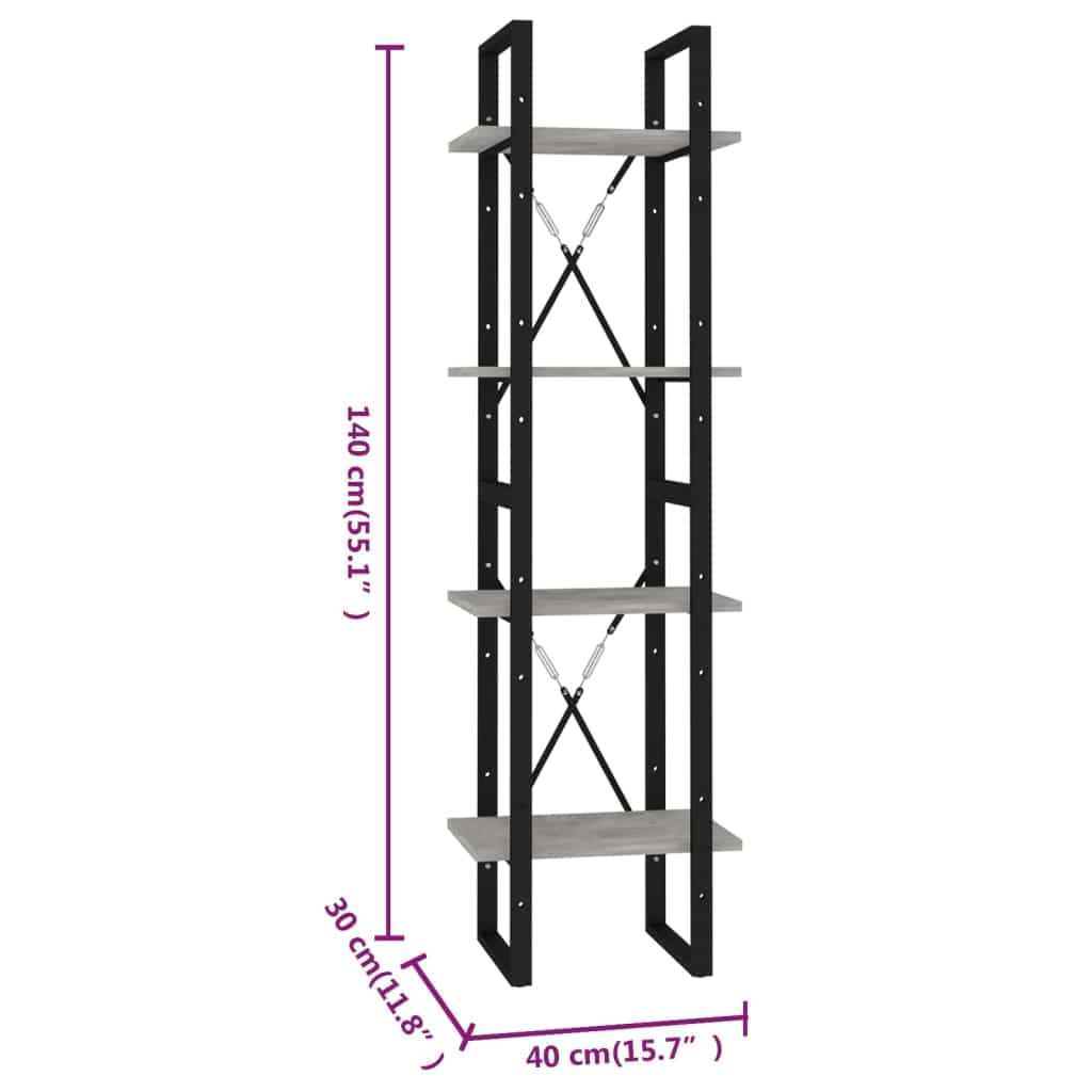 Raft din metal si pal, Loggia 213 Gri, l40xA30xH140 cm (6)