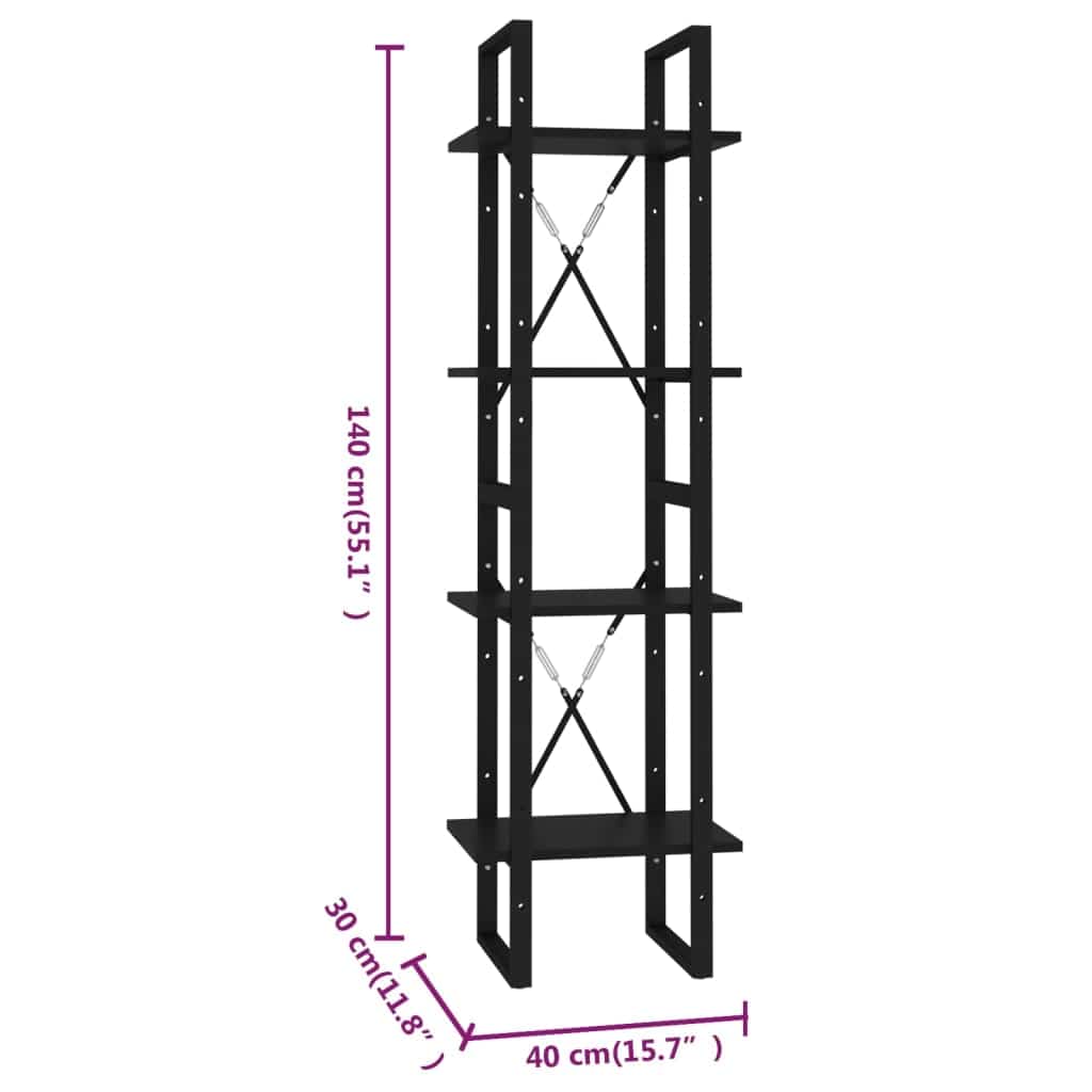 Raft din metal si pal, Loggia 82 Negru, l40xA30xH140 cm (6)