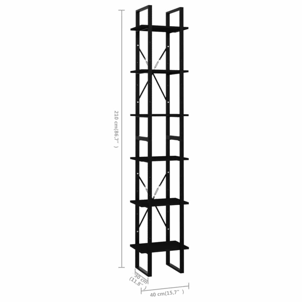 Raft din metal si pal, Loggia 90 Negru, l40xA30xH210 cm (6)