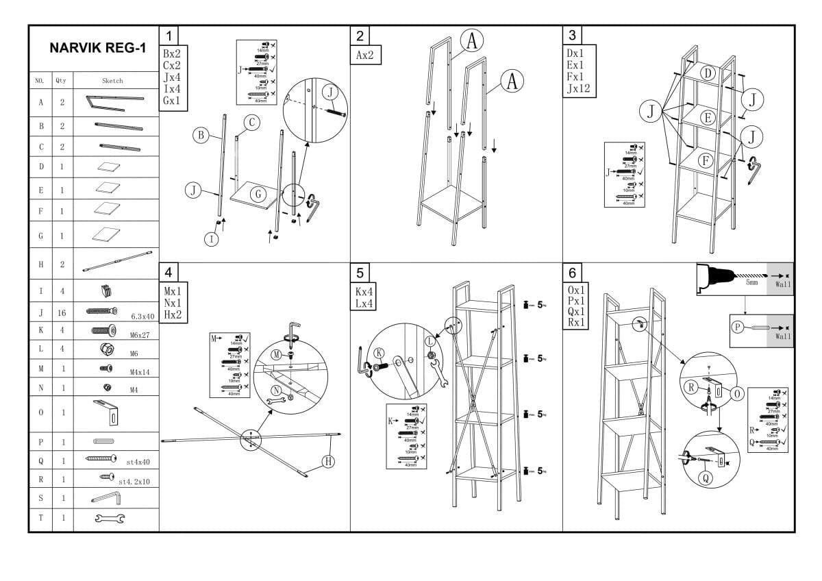 Raft din pal si metal, Narcis Reg-1 Stejar Sonoma / Alb, l34xA32xH148 cm (4)