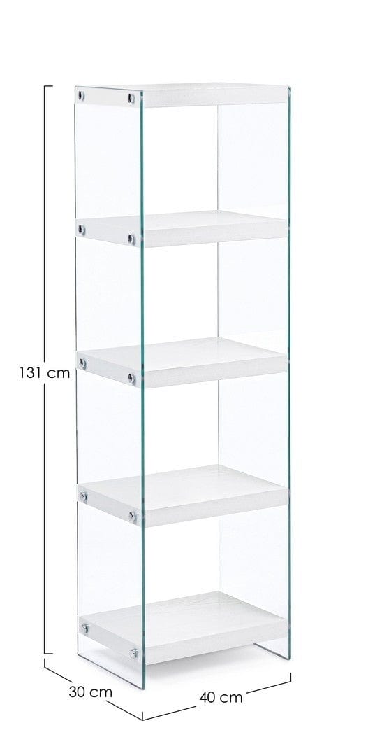 Raft din sticla si MDF, Line Tall Alb, l40xA30xH131 cm (3)