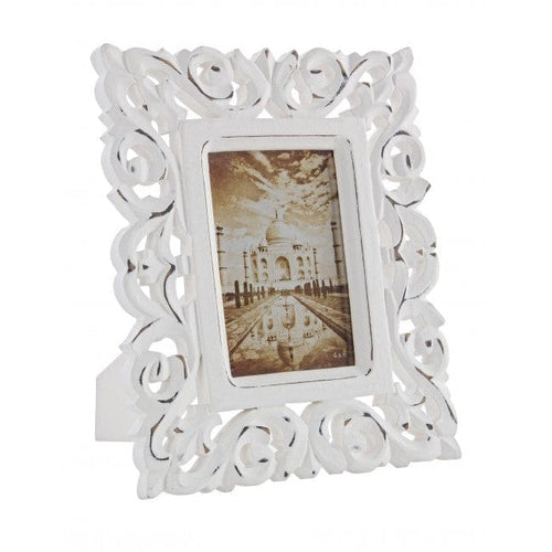 Rama foto decorativa din MDF Dalila Carving Alb, 26,7 x 21,5 cm