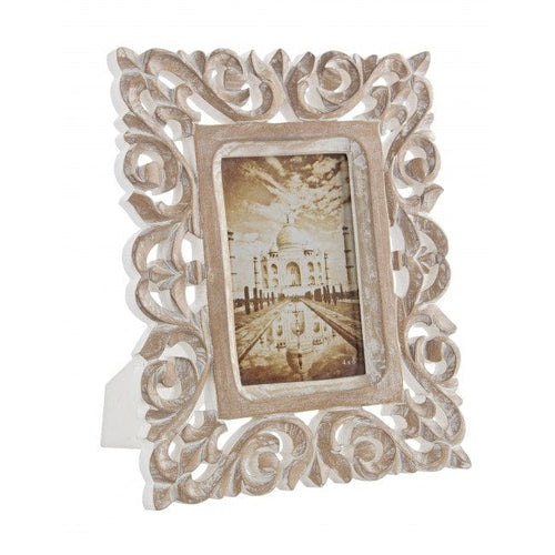 Rama foto decorativa din MDF Dalila Carving Natural, 26,7 x 21,5 cm