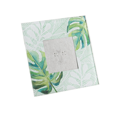 Rama foto decorativa din sticla Leaf Verde / Alb, 15 x 15 cm