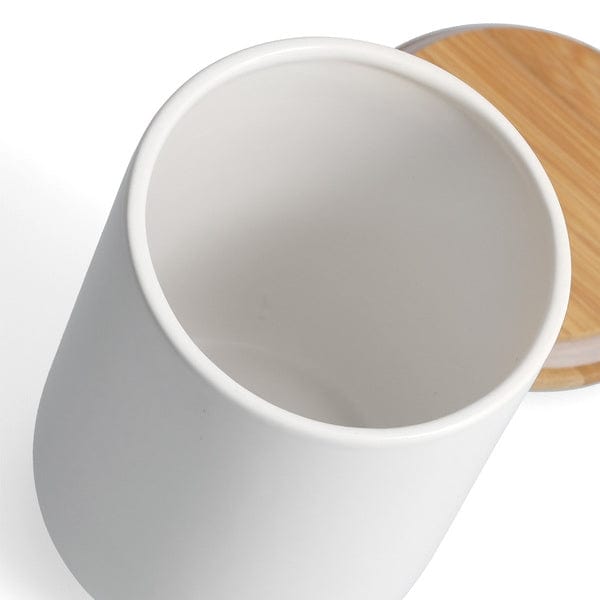 Recipient ceramic pentru depozitare, capac din bambus, Spice Tall Alb 1500 ml, Ø13xH17,5 cm (1)