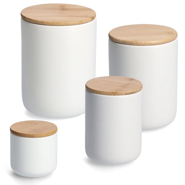 Recipient ceramic pentru depozitare, capac din bambus, Spice Tall Alb 1500 ml, Ø13xH17,5 cm (3)