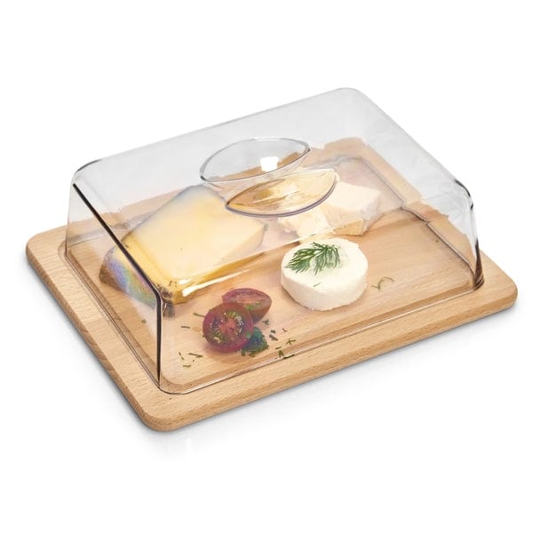 Zeller Recipient pentru branzeturi, din lemn cu capac de plastic, Cheese Rectangle Natural, L25xl20xH8 cm