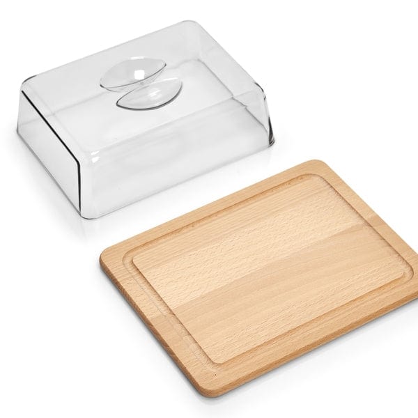 Zeller Recipient pentru branzeturi, din lemn cu capac de plastic, Cheese Rectangle Natural, L25xl20xH8 cm