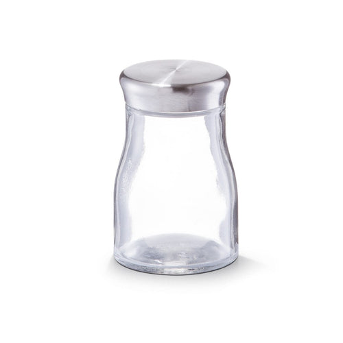 Recipient pentru condimente din sticla si inox, Transparent 140 ml, Ø 6xH9,5 cm