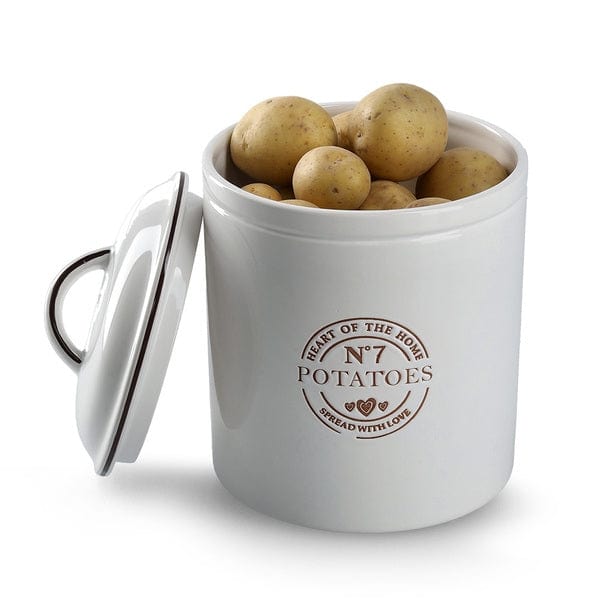 Recipient pentru depozitare cu capac, din ceramica, Potatoes Large Alb, 2900 ml, Ø17,5xH24,5 cm (1)