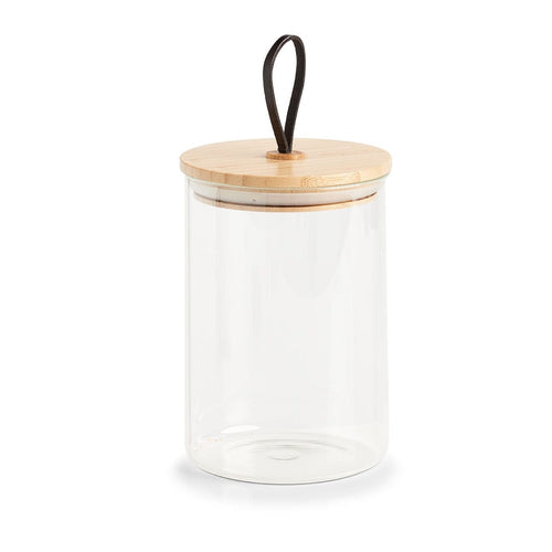 Zeller Recipient pentru depozitare cu capac etans, din sticla, Bamboo Lid Medium Natural, 1100 ml, Ø11,2xH16,3 cm