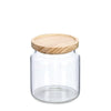 Recipient pentru depozitare cu capac etans, din sticla, Wood Round Small Natural, 830 ml, Ø11xH12,5 cm