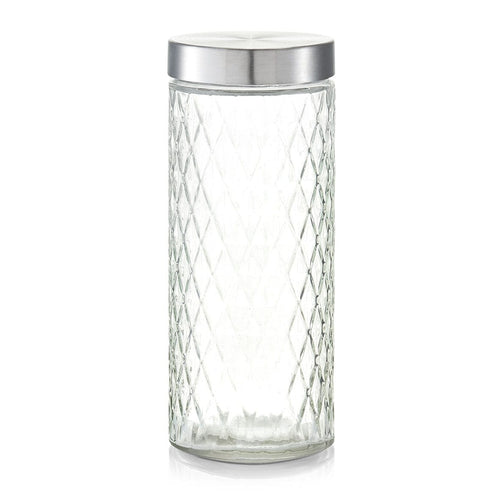 Recipient pentru depozitare cu capac metalic, Diamond III Glass, 2000 ml, Ø 11xH27,5 cm