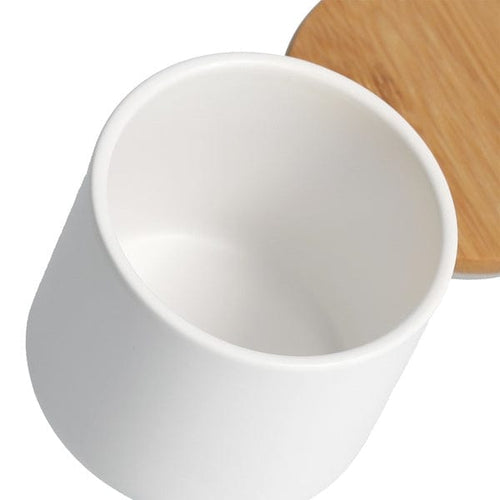 Recipient ceramic pentru depozitare, capac din bambus, Spice Alb 290 ml, Ø8,7xH8,5 cm (1)