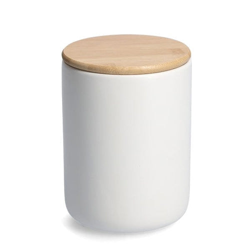 Recipient ceramic pentru depozitare, capac din bambus, Spice Tall Alb 1150 ml, Ø12xH16 cm