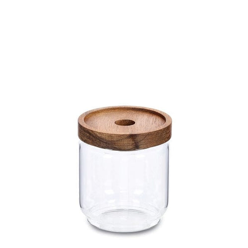 Recipient pentru depozitare cu capac etans, din sticla, Acacia Round Medium Natural, 435 ml, Ø9xH10,5 cm