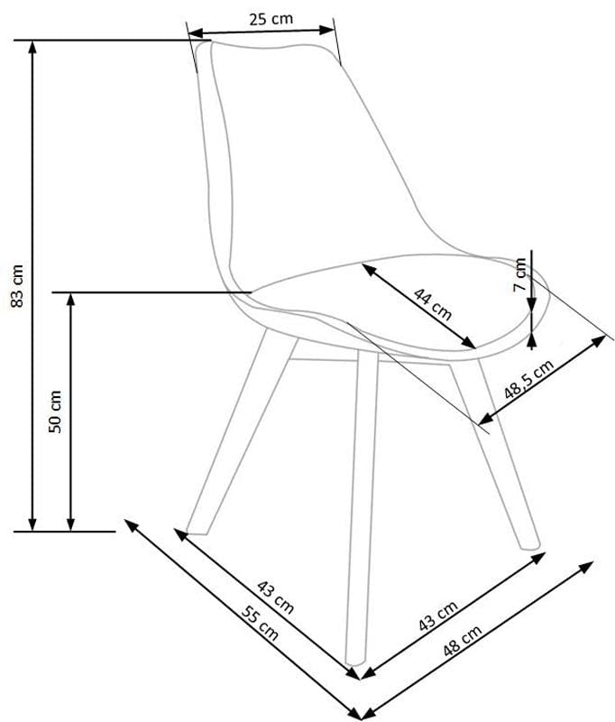 Halmar Scaun cu sezut tapitat cu piele ecologica si picioare din lemn Kai-246 Transparent / Alb, l48xA55xH83 cm